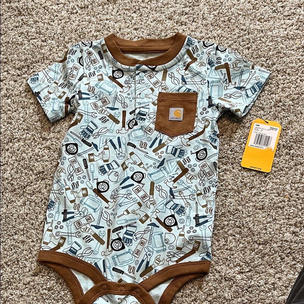 Carhartt Kids' Tool Print Bodysuit - Blue and Brown